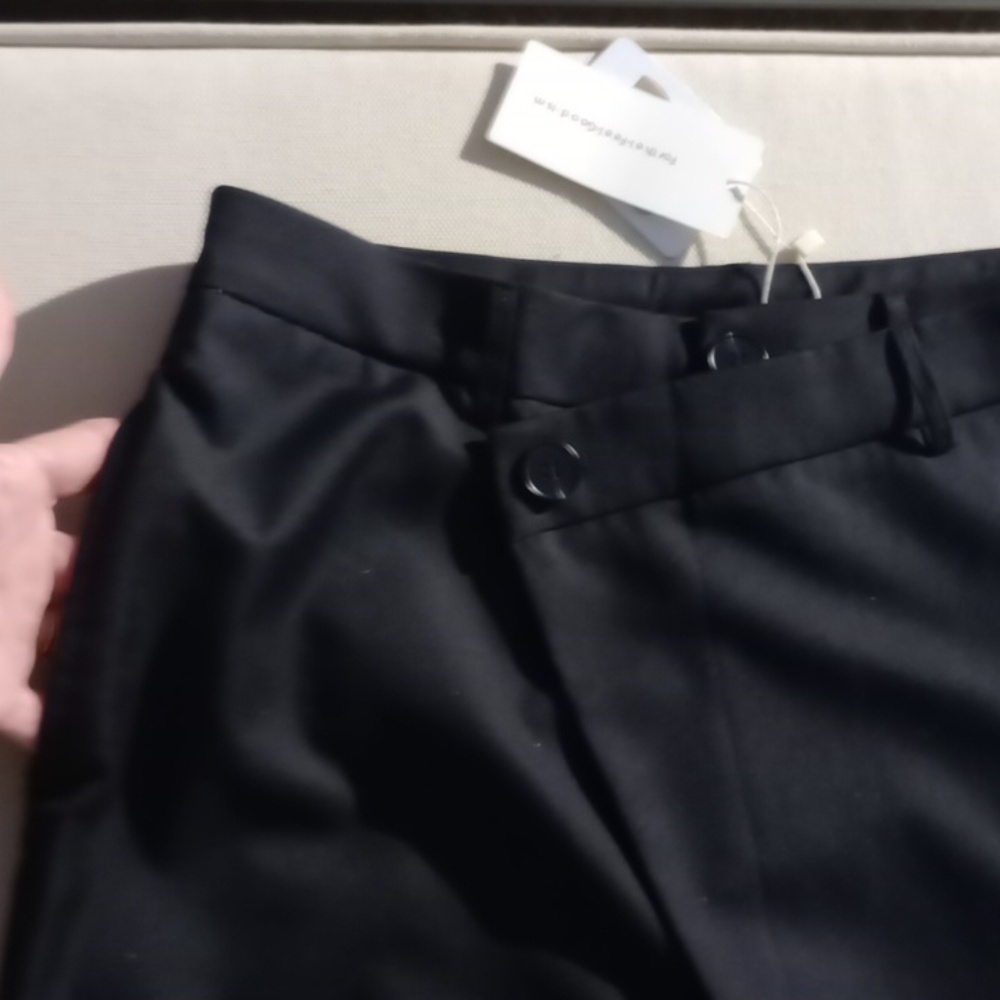 BNWT Commense wide leg black pants with diagonal flap size large - Picture 10 of 11